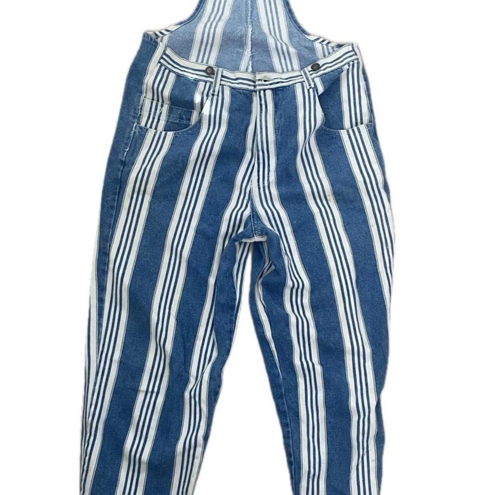 Unbranded Men's Blue and Cream Dungarees-overalls